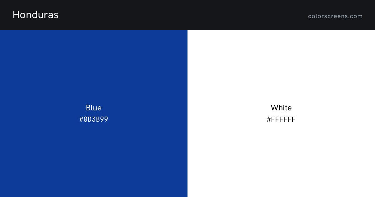 Honduras flag colors: Blue #0D3B99, White #FFFFFF