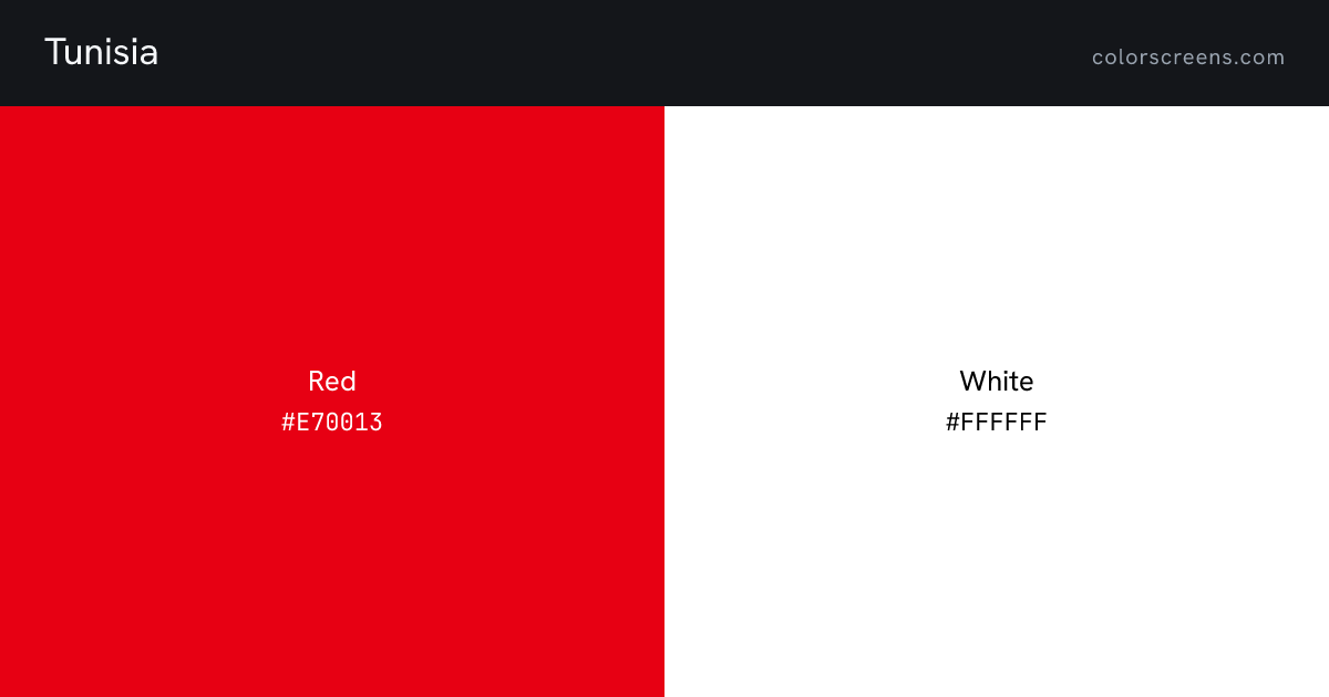 Tunisia flag colors: Red #E70013, White #FFFFFF